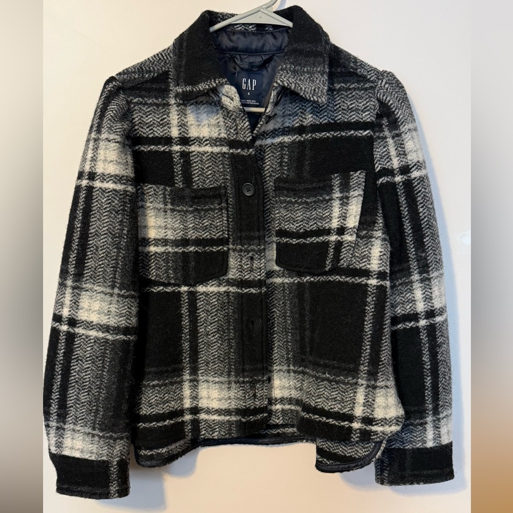 GAP Black and Gray Plaid Jacket
